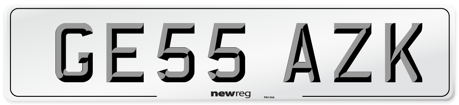 GE55 AZK Number Plate from New Reg